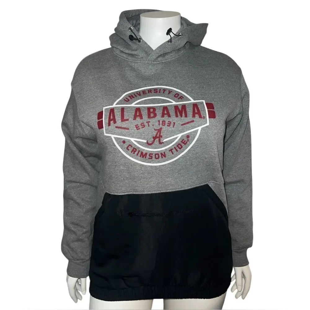 MV Sport Womens University of Alabama Mixed Media Hoodie Gray Large NWT